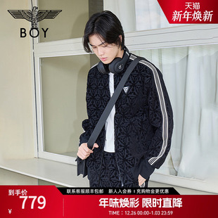 BOYLONDON春季 三鹰标满印休闲潮牌棒球服外套N12015 情侣款