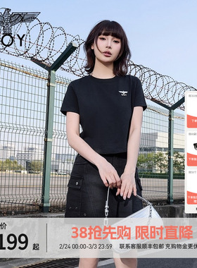 BOYLONDON夏女士短袖经典logo简约纯色修身显瘦T恤W01001