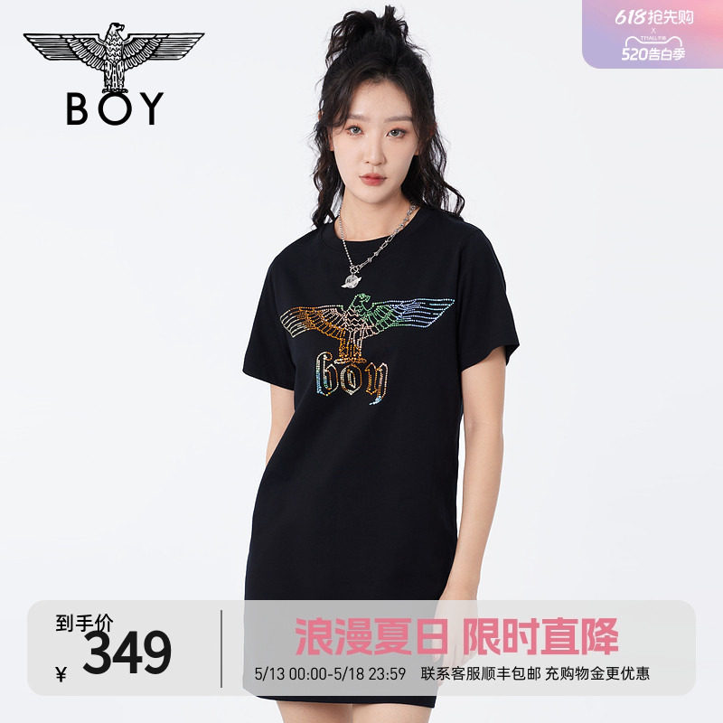 【炫彩黑裙】BOY LONDON夏女士宽松连衣裙百搭修身显瘦T恤