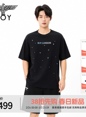 BOYLONDON时尚仿金属LOGO纯棉短袖2026年春夏新款男女T恤N01062