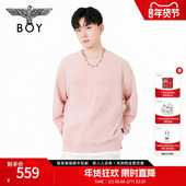 粉色简约刺绣休闲潮牌圆领长袖 BOYLONDON春季 男女同款 卫衣N03804