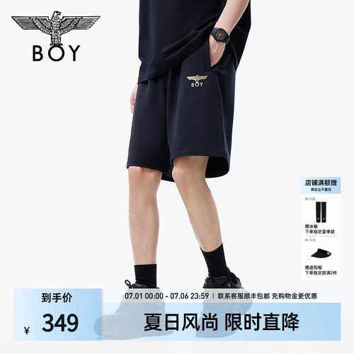 BOYLONDON夏季男女同款烫金潮牌休闲舒适短裤N13008