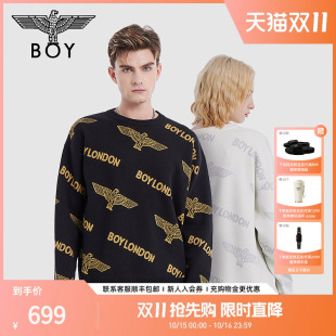 针织衫 银丝线满印提花套头毛衣女毛衫 N60901 情侣款 BOYLONDON秋季