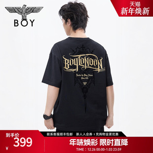 百搭潮牌休闲短袖 烫金黑色时尚 T恤N01131 夏情侣款 BOYLONDON25新款