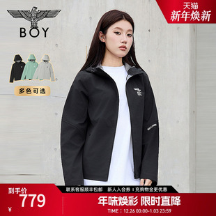 BOYLONDON春季 百搭夹克W23042 女士拉链连帽外套户外运动休闲时尚