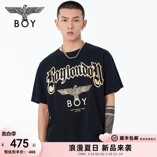 男女同款 BOYLONDON春夏24新品 T恤时尚 黑金印花休闲短袖 N01804