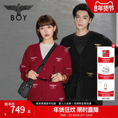 BOYLONDON男女本命年红毛衣春宽松针织开衫 贵公子 外套N64903