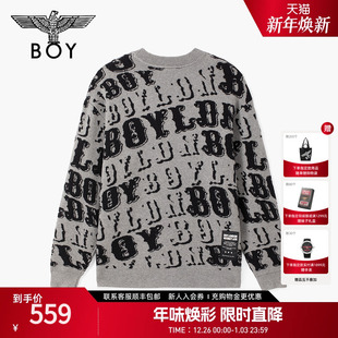 时尚 潮牌情侣款 满印针织套头毛衣N60025 春季 BOYLONDON2025新款