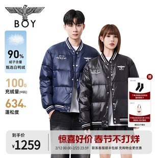 【英伦往事】BOYLONDON羽绒服冬季90绒棒球领夹克印花外套N28902