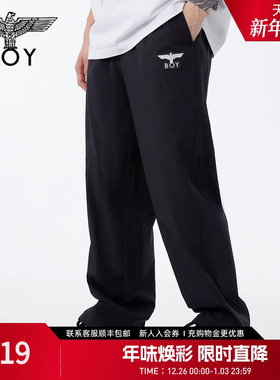 BOYLONDON春季长裤男女同款侧边老鹰印花潮酷休闲裤N34002