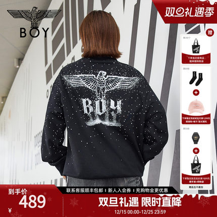 【满天星】BOYLONDON25春新款烫钻潮牌圆领男女款长袖卫衣N03902