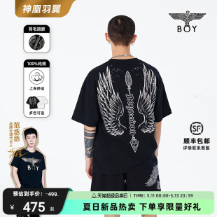 T恤潮流羽毛翅膀时尚 BOYLONDON春夏24新品 N01803 神凰羽翼 短袖