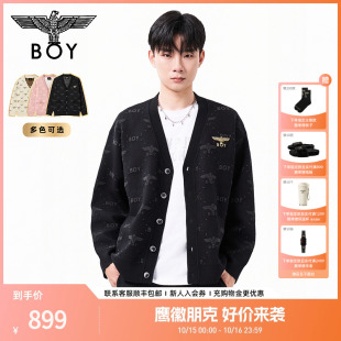 针织毛衣开衫 情侣潮牌满印长袖 BOYLONDON秋季 N64902 焦糖芝士
