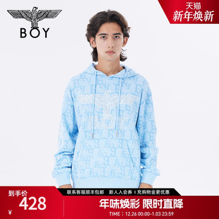 logo满印烫钻刺绣套头连帽卫衣N04025 长袖 BOYLONDON春季 男女同款
