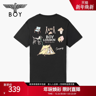 街头潮牌短袖 BOYLONDON25新款 黑色圆领时尚 情侣款 T恤N01282 夏季