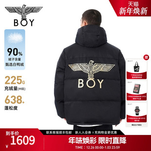 加厚防寒印花连帽外套90绒N28914 羽绒服男女款 BOYLONDON冬季 短款