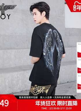 【人间精灵】BOYLONDON天使翅膀针织短袖春夏男女同款T恤N01145