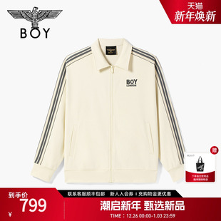 BOYLONDON卡其色纯棉潮牌运动风休闲男女新款 春秋针织外套N12900