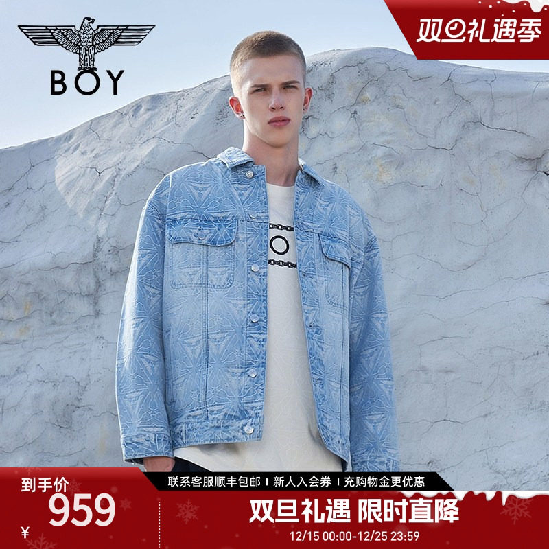 boylondon三鹰提花精致牛仔外套