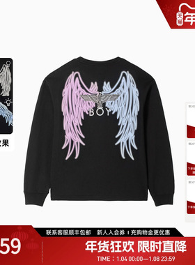 【霓虹天使】BOYLONDON春季情侣卫衣休闲光变翅膀印花上衣N03912