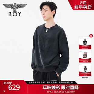 上衣复古休闲潮牌圆领套头卫衣N03068 长袖 BOYLONDON春季 男女同款