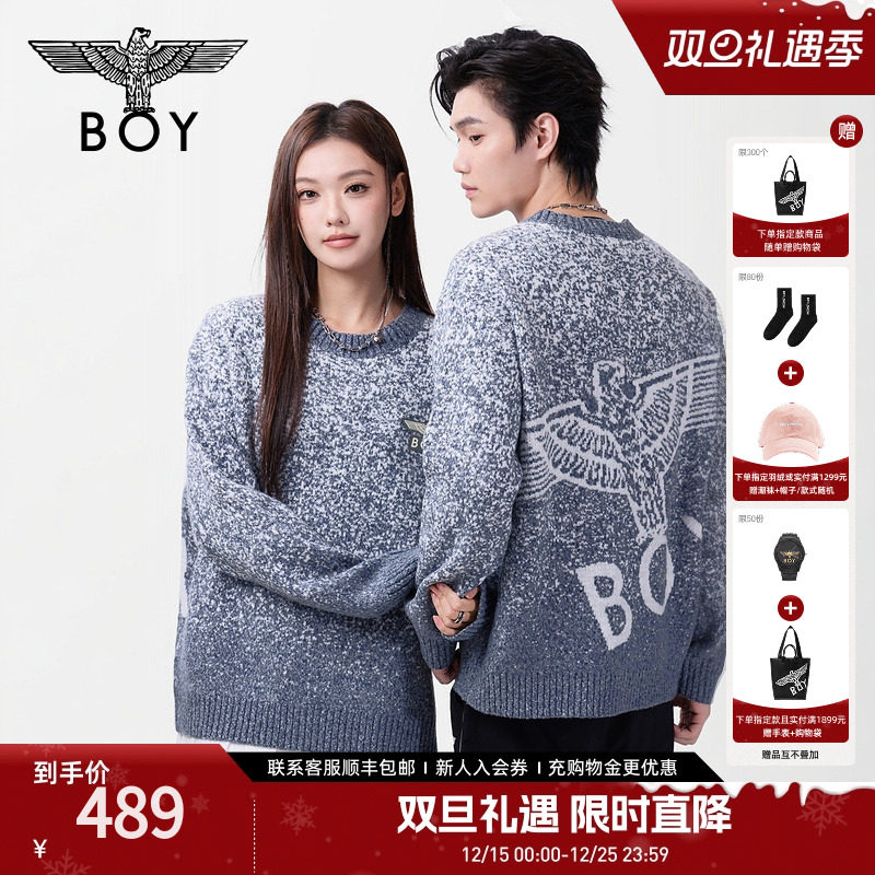 【暴雪时分】BOYLONDON2025春季新款圆领潮牌套头针织毛