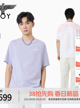 BOYLONDON时尚潮牌烫钻渐变翅膀短袖2026春夏新款男女T恤N01019