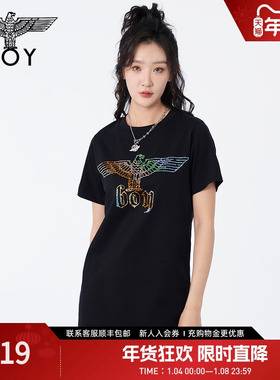 【炫彩黑裙】BOY LONDON夏女士宽松连衣裙百搭修身显瘦T恤W17006