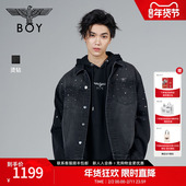 夹克翻领水洗牛仔外套N52002 情侣款 星夜长明 BOYLONDON春季