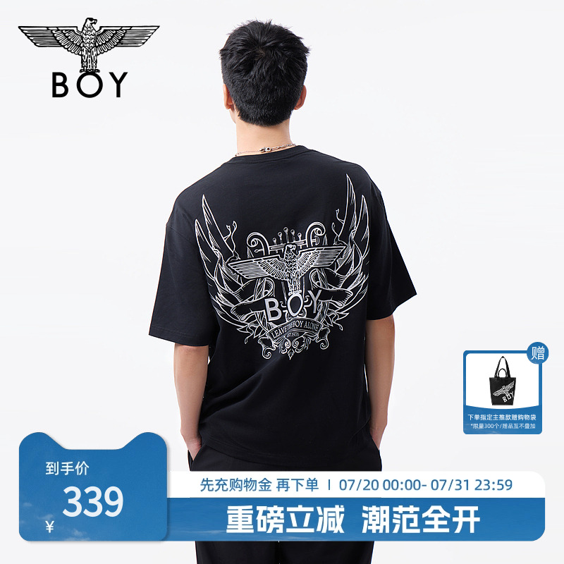 BOYLONDON25新款夏季男女同款印花街头潮牌休闲时尚短袖T恤N01155