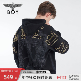 百搭连帽卫衣N04004 大理石纹印花时尚 长袖 BOYLONDON秋冬男女同款