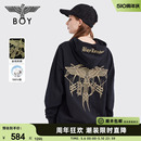 黑金潮牌连帽套头卫衣N04001 BOYLONDON秋冬男女同款 武士御弓