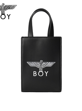 BOYLONDON斜挎包经典logo撞色印花黑色斜跨手机包N85001