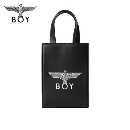 BOYLONDON斜挎包经典logo撞色印花黑色斜跨手机包N85001