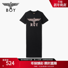 BOYLONDON25新款夏季女款T恤裙时尚翅膀黑色连衣裙W17015