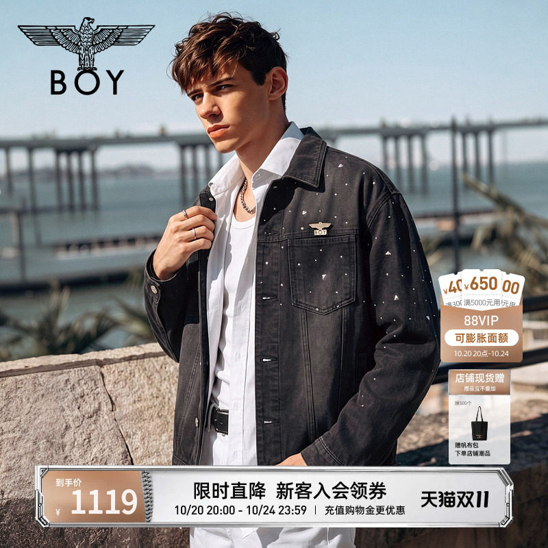 【星夜长明】BOYLONDON秋季情侣款夹克翻领水洗牛仔外套N5