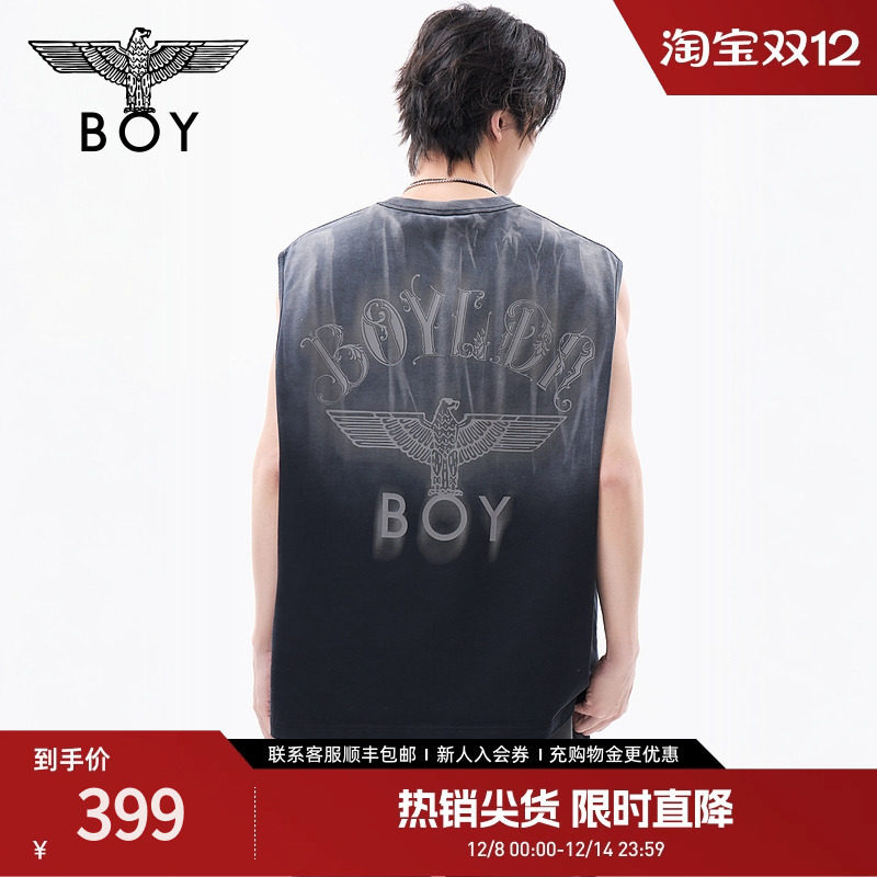 BOYLONDON25新款夏季男渐变色大翅膀时尚街头朋克风无袖T恤N02003