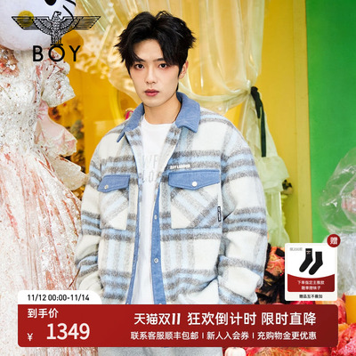 【蓝格幻境】BOYLONDON2025年冬新款翻领格子衬衫外套男女N21043