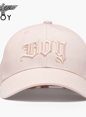 BOYLONDON美式复古潮牌粉色字母刺绣鸭舌帽男女新款百搭帽N90009