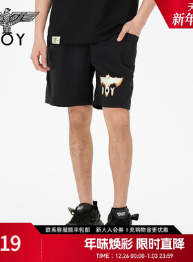 BOYLONDON男女同款夏季渐变火焰老鹰休闲裤山系短裤N32801