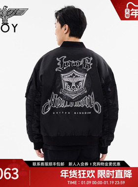 BOYLONDON冬男女同款短款棉服潮牌棒球领飞行员夹克外套N29012