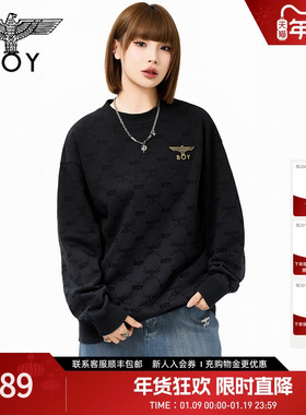 【黑翼金章】BOYLONDON春季男女同款潮牌高街圆领套头卫衣N03904
