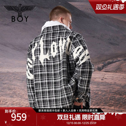 【小香风】BOYLONDON春季情侣款黑白格纹休闲衬衫外套N21001