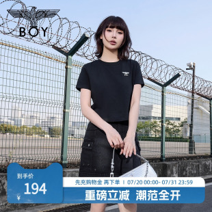 BOYLONDON夏女士短袖 顯瘦T恤W01001 logo簡約純色修身 經(jīng)典