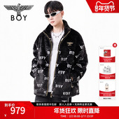 宽松时尚 BOYLONDON春季 潮牌男女款 提花仿貂毛毛绒外套梭织N23904