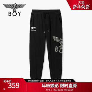 N15006 潮牌烫钻黑色宽松百搭哈伦裤 BOYLONDON休闲卫裤 男女同款