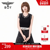 BOYLONDON时尚 上衣W62001 女款 简约潮牌休闲百搭无袖 针织背心夏季