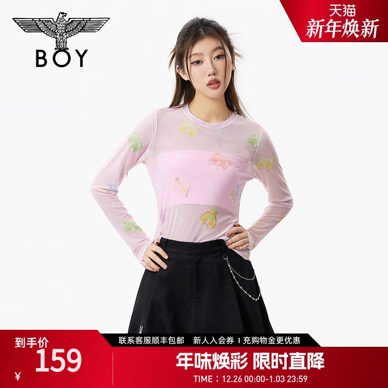 BOYLONDON25新款春夏涩谷辣妹风长袖T恤W00016