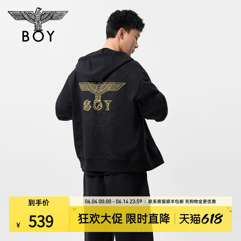 【金鹰印记】BOYLONDON春季男女同款潮牌连帽开衫卫衣N06002