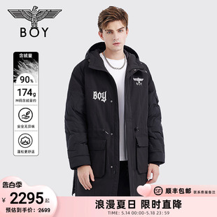 连帽羽绒服N26008 保暖长款 外套老鹰刺绣时尚 BOYLONDON秋冬情侣款